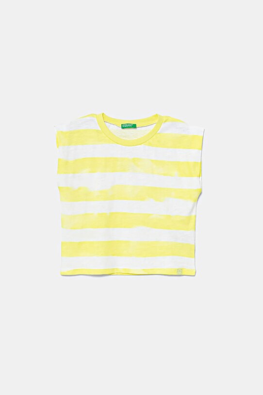 United Colors of Benetton t-shirt bawełniany dziecięcy wzorzyste żółty 3SL3C10OW.G.Seasonal