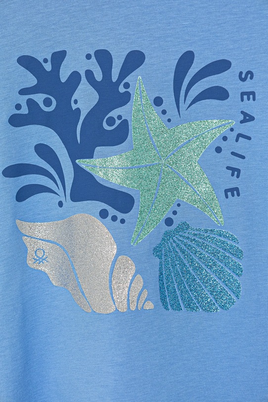 Κοριτσίστικα Παιδικό βαμβακερό μπλουζάκι United Colors of Benetton 35RYC10OZ.G.Seasonal μπλε