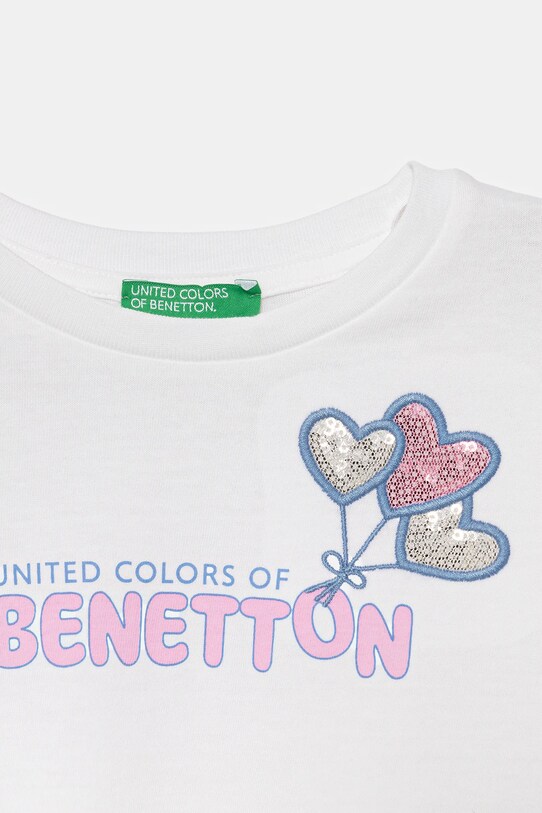 Fete United Colors of Benetton tricou de bumbac pentru copii 3I1XG10JB.P.Seasonal alb