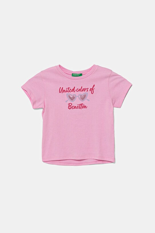 Detské bavlnené tričko United Colors of Benetton nášivka ružová 3I1XG10JB.P.Seasonal