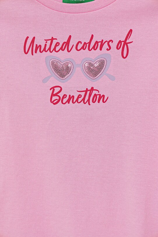 Dievča Detské bavlnené tričko United Colors of Benetton 3I1XG10JB.P.Seasonal ružová