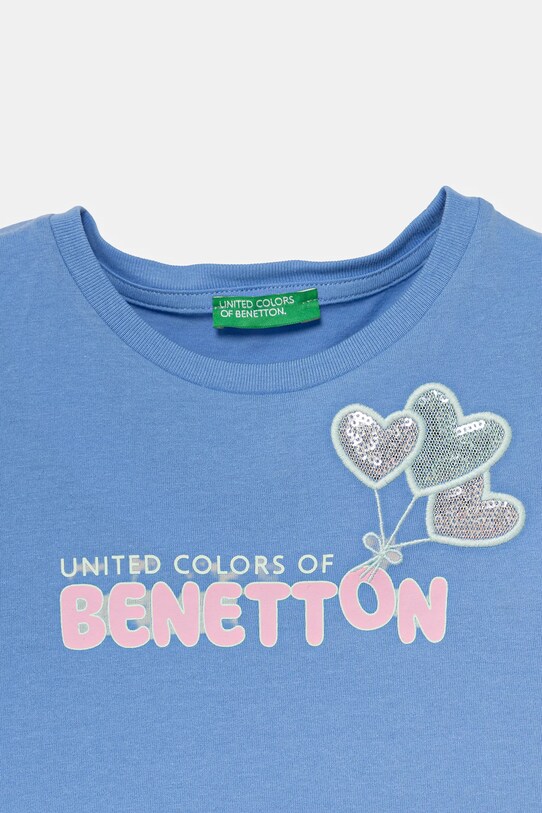 Fete United Colors of Benetton tricou de bumbac pentru copii 3I1XG10JB.P.Seasonal albastru