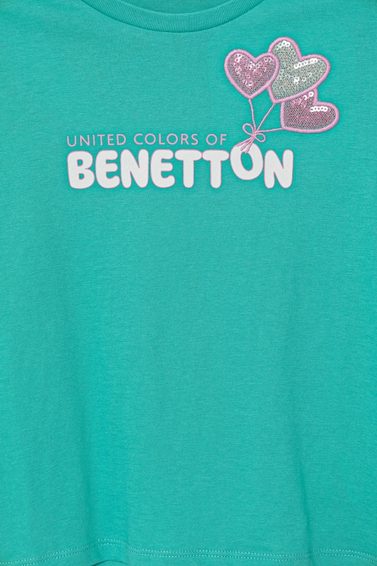 Fete United Colors of Benetton tricou de bumbac pentru copii 3I1XG10JB.P.Seasonal turcoaz