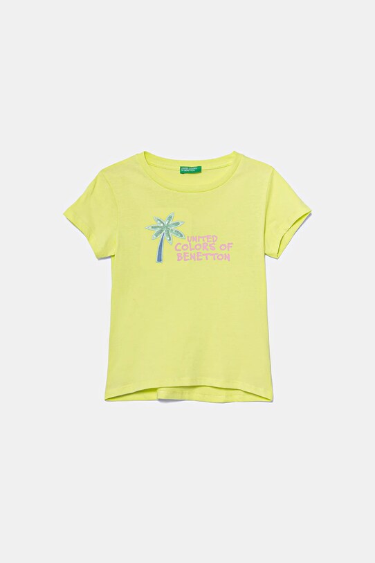 United Colors of Benetton t-shirt bawełniany dziecięcy nadruk zielony 3I1XG10JB.P.Seasonal