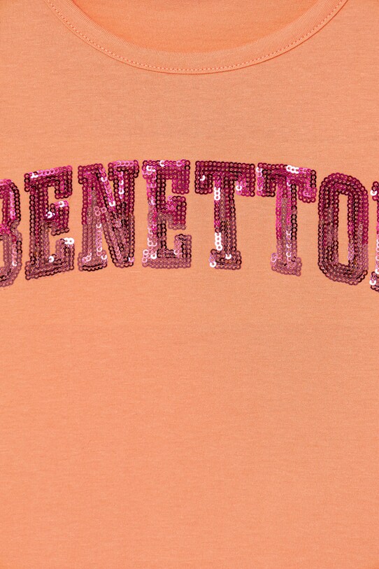 Κοριτσίστικα Παιδικό βαμβακερό μπλουζάκι United Colors of Benetton 3I1XC10P1.G.Seasonal πορτοκαλί