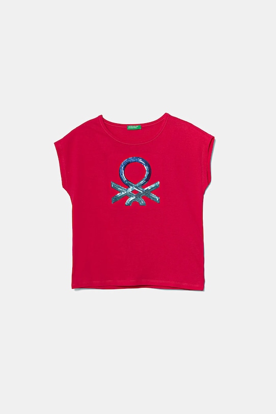 United Colors of Benetton tricou de bumbac pentru copii imprimeu roz 3I1XC10P1.G.Seasonal