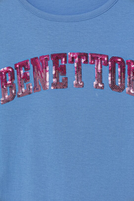 Dziewczynka United Colors of Benetton t-shirt bawełniany dziecięcy 3I1XC10P1.G.Seasonal niebieski