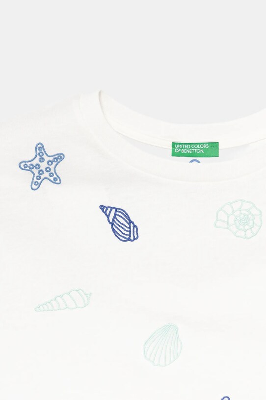 Fete United Colors of Benetton tricou de bumbac pentru copii 3096C10PC.G.Seasonal alb