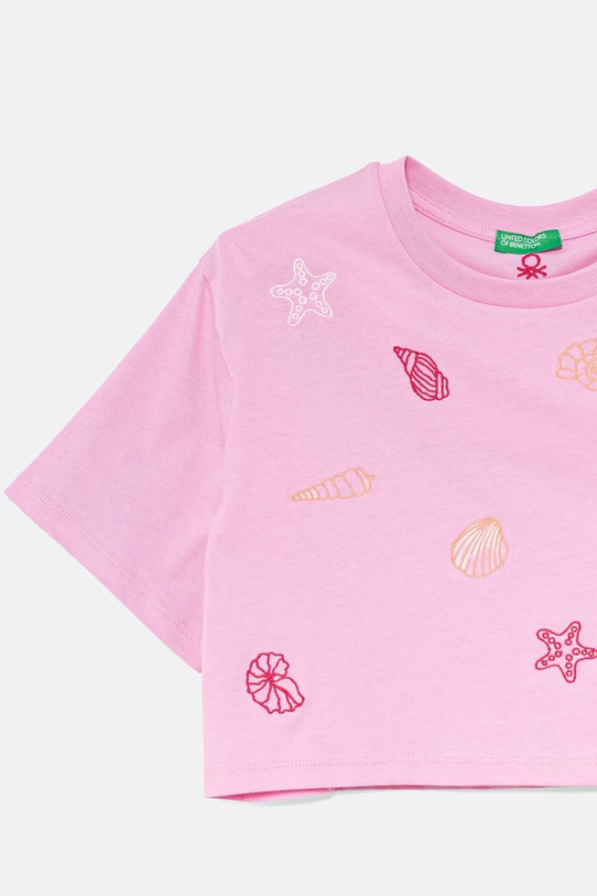 Dziewczynka United Colors of Benetton t-shirt bawełniany dziecięcy 3096C10PC.G.Seasonal różowy