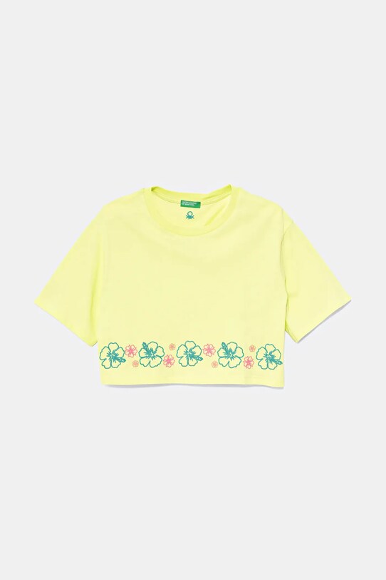 Otroška bombažna kratka majica United Colors of Benetton Bombaž zelena 3096C10PC.G.Seasonal