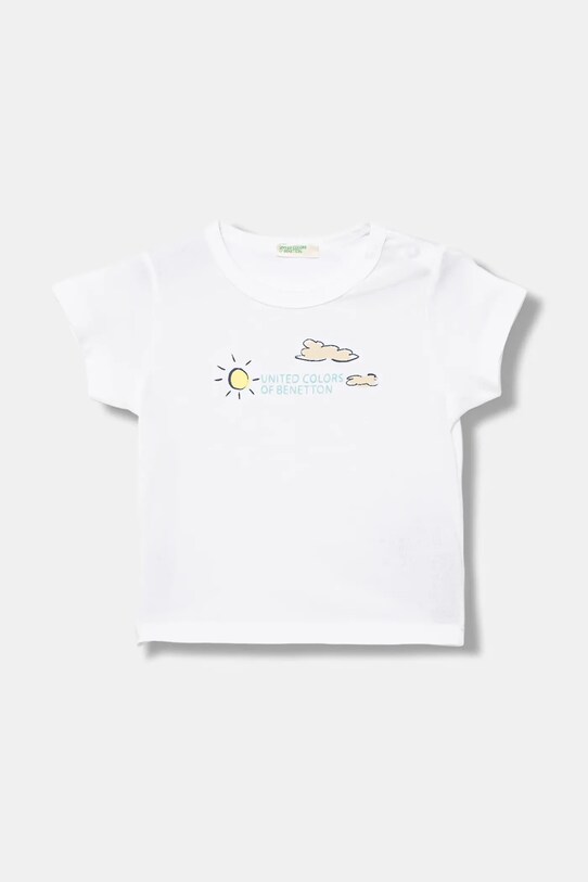 United Colors of Benetton t-shirt bawełniany niemowlęcy nadruk biały 3I1XA1067.W.Seasonal