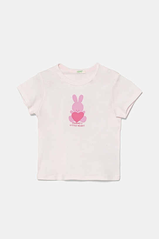 Dětské bavlněné tričko United Colors of Benetton kulatý růžová 3I1XA1067.W.Seasonal