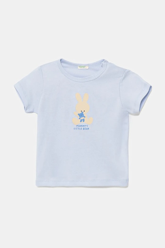United Colors of Benetton tricou din bumbac pentru bebeluși print albastru 3I1XA1067.W.Seasonal