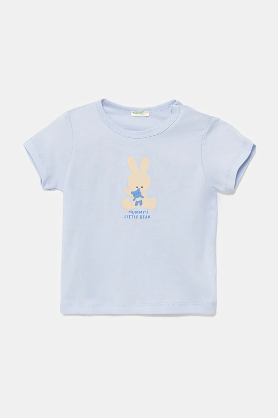 United Colors of Benetton tricou din bumbac pentru bebeluși print albastru 3I1XA1067.W.Seasonal