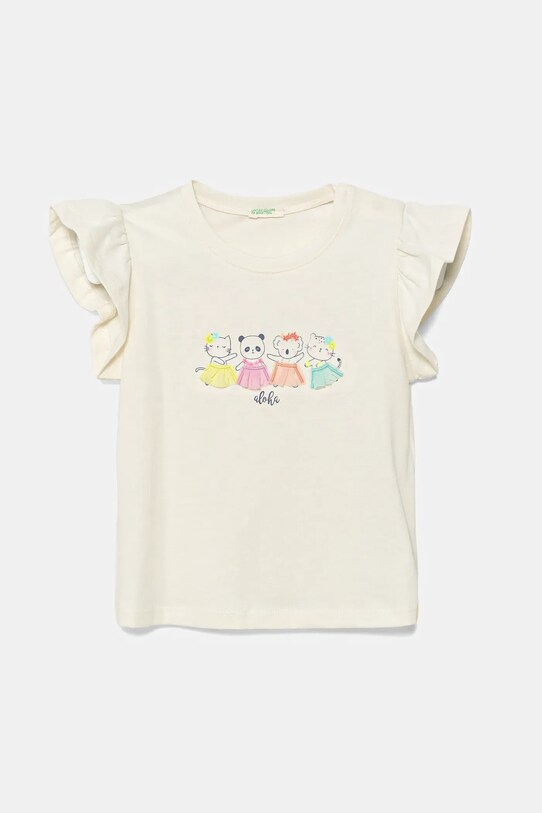 United Colors of Benetton tricou din bumbac pentru bebelusi imprimeu bej 3096A106F.W.Seasonal