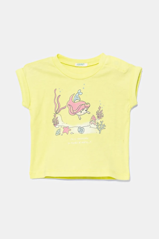 Pamučna majica kratkih rukava za bebe United Colors of Benetton Planet friendly zlatna 3I1XA106A.G.W.Seasonal