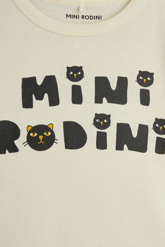 Mini Rodini tricou de bumbac pentru copii Mini Rodini Cats bej 2512010611