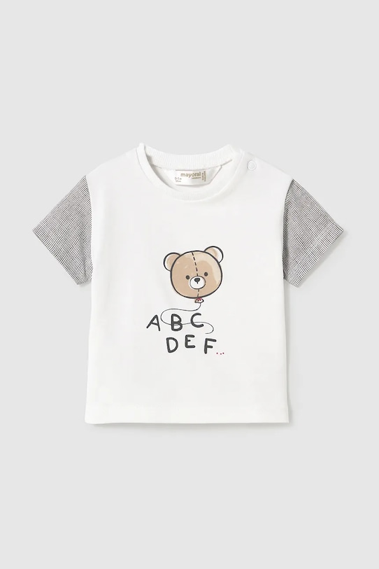Mayoral Newborn t-shirt bawełniany niemowlęcy nadruk biały 1037.1Q.Newborn.PPYH