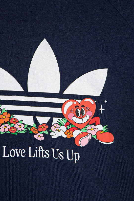 Дитяча бавовняна футболка adidas Originals темно-синій JD0389