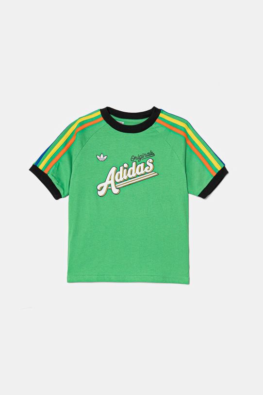 Дитяча бавовняна футболка adidas Originals JC8405 зелений SS25