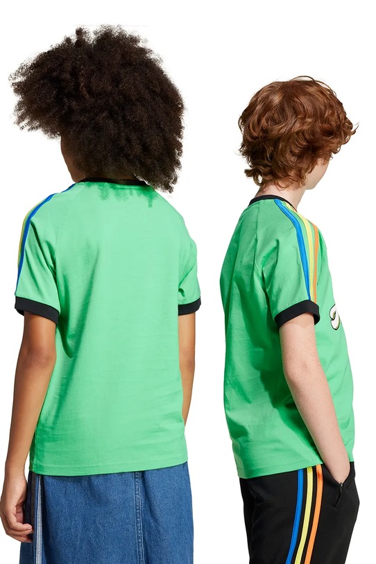 Дитяча бавовняна футболка adidas Originals JC8405 зелений