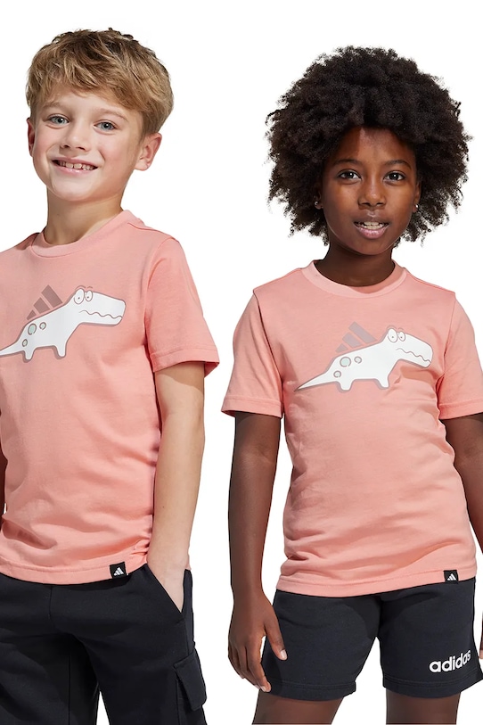 Detské bavlnené tričko adidas bavlna oranžová JD3439