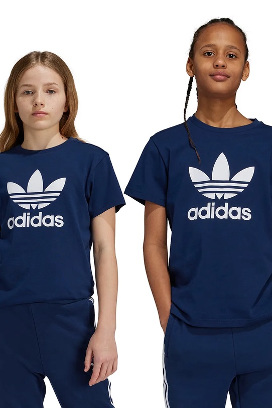 adidas Originals tricou de bumbac pentru copii print bleumarin IY7417