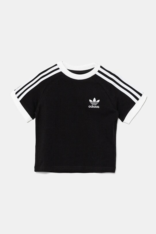Παιδικό βαμβακερό μπλουζάκι adidas Originals IY2389 μαύρο SS25