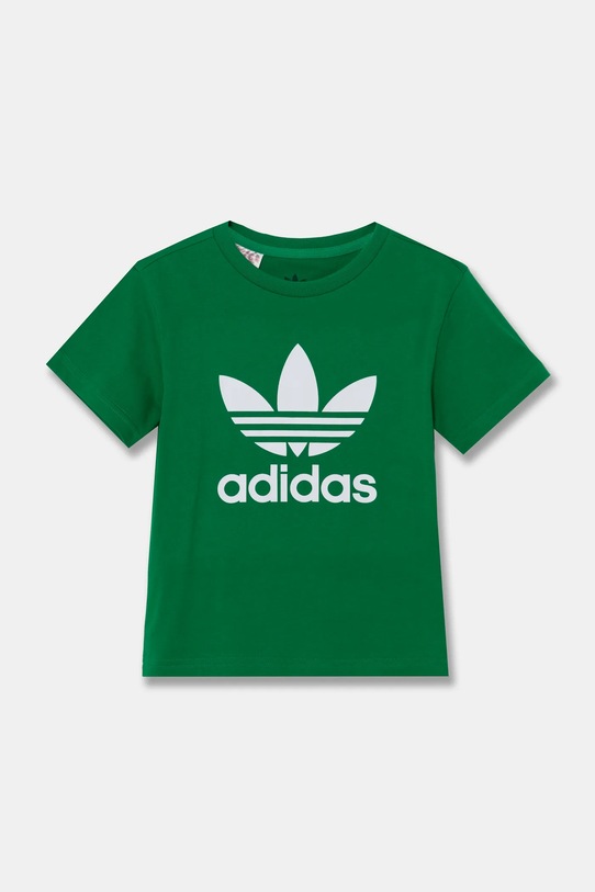 Dječja pamučna majica kratkih rukava adidas Originals IY4013 zelena SS25
