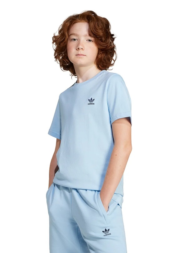 Дитяча бавовняна футболка adidas Originals JC8419 блакитний