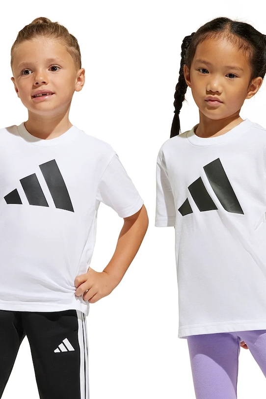 adidas tricou de bumbac pentru copii print alb JC9720