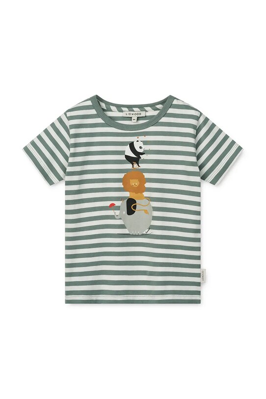 Liewood tricou de bumbac pentru copii Apia Placement Shortsleeve T-shirt LW19844 verde SS25