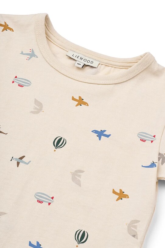 Băieți Liewood tricou de bumbac pentru copii Apia Printed Shortsleeve T-shirt LW19845 bej