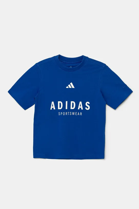 adidas tricou de bumbac pentru copii print albastru JC7615