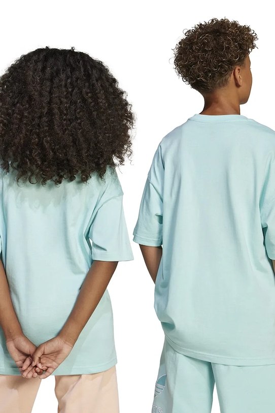 Дитяча бавовняна футболка adidas Originals JC7881 бірюзовий SS25