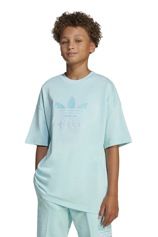 Хлопчик Дитяча бавовняна футболка adidas Originals JC7881 бірюзовий