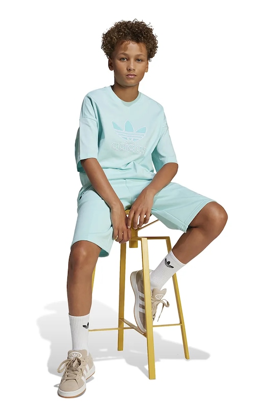 Дитяча бавовняна футболка adidas Originals JC7881 бірюзовий