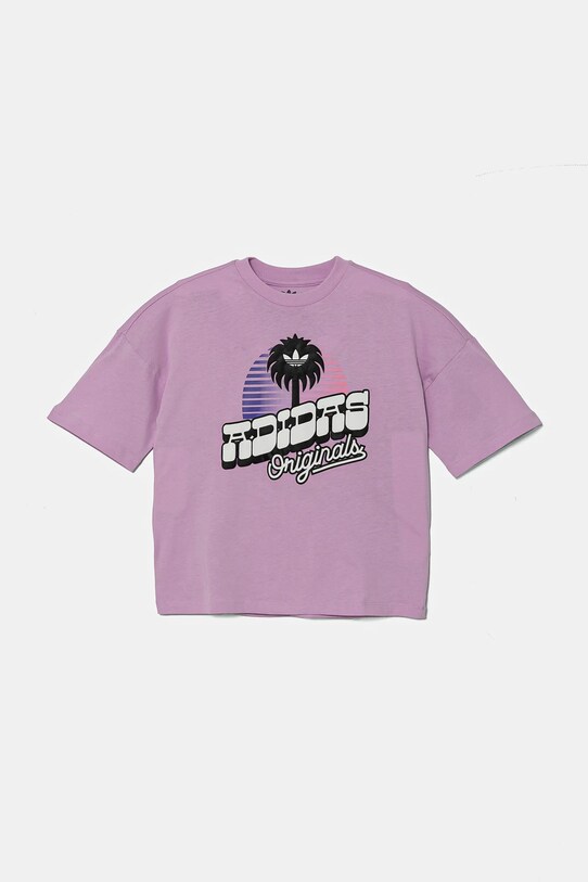 Дитяча бавовняна футболка adidas Originals JD0372 фіолетовий SS25