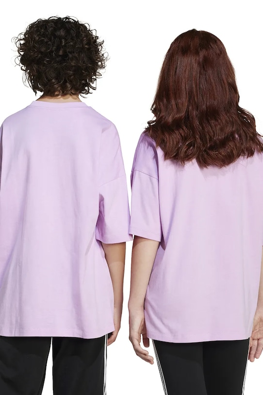 Дитяча бавовняна футболка adidas Originals JD0372 фіолетовий