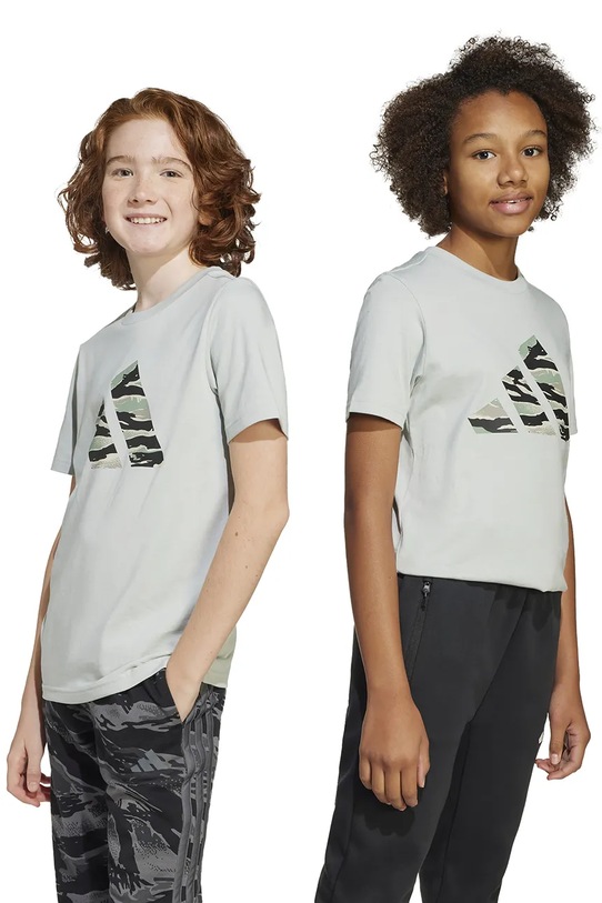 Dětské bavlněné tričko adidas kulatý šedá JI6730