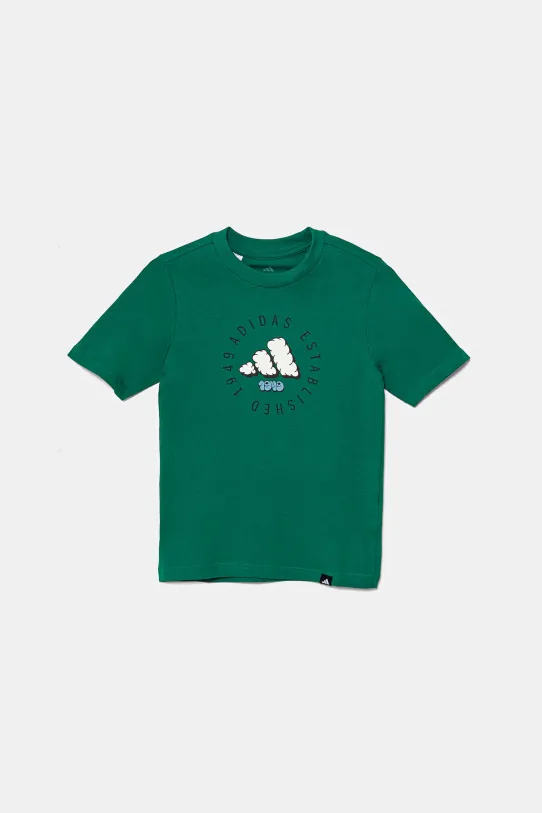 Детская хлопковая футболка adidas хлопок зелёный JI6689