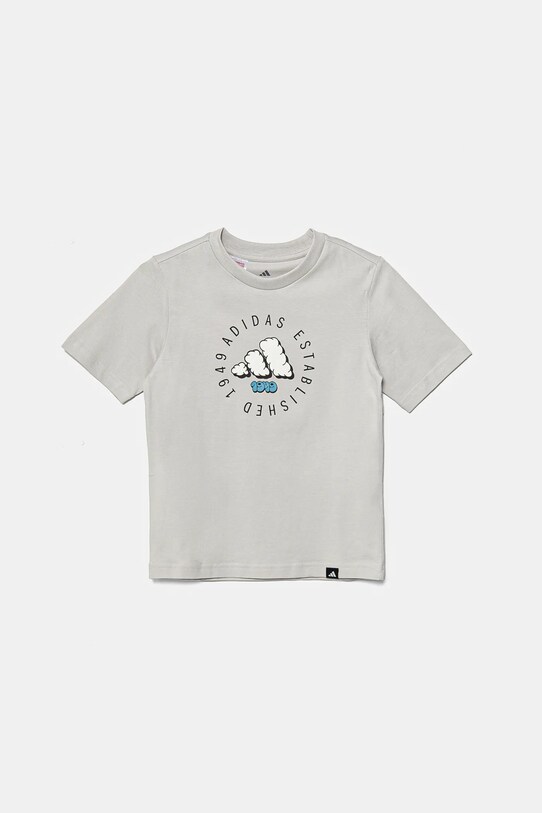 Παιδικό βαμβακερό μπλουζάκι adidas JI6687 γκρί SS25