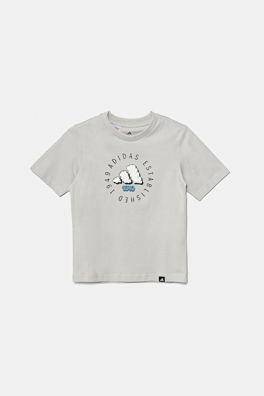Παιδικό βαμβακερό μπλουζάκι adidas JI6687 γκρί SS25