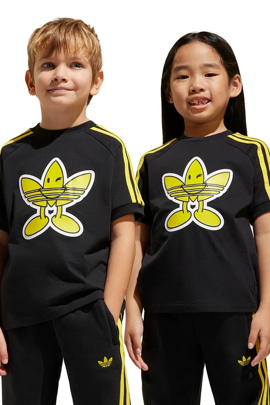 adidas Originals tricou de bumbac pentru copii imprimeu negru JD0456