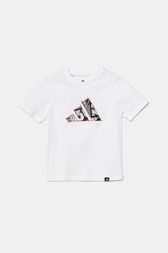 adidas tricou de bumbac pentru copii JI6672 alb SS25