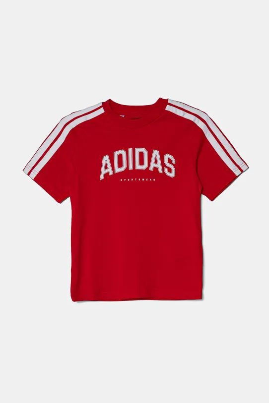 adidas t-shirt bawełniany dziecięcy nadruk czerwony JI6673