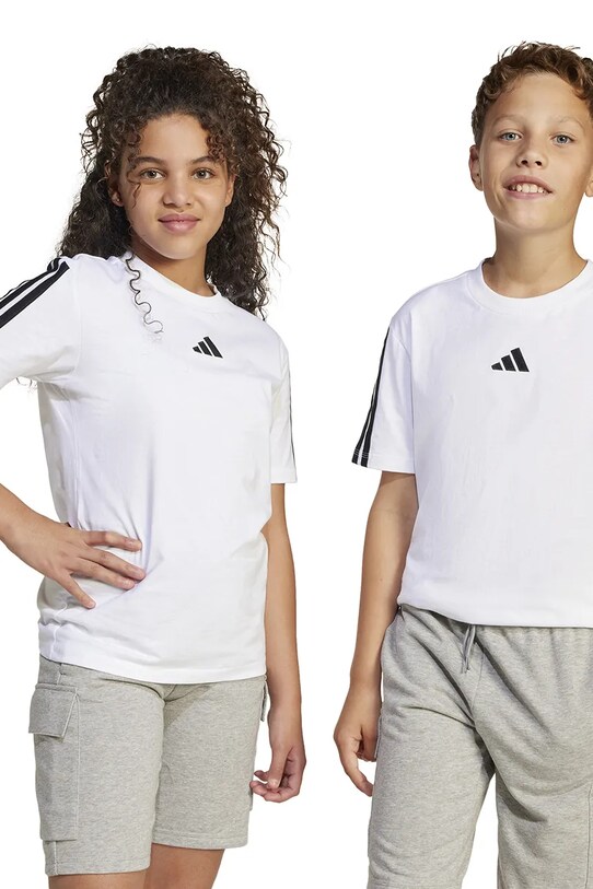 Otroška bombažna kratka majica adidas Okrogel bela JD6488