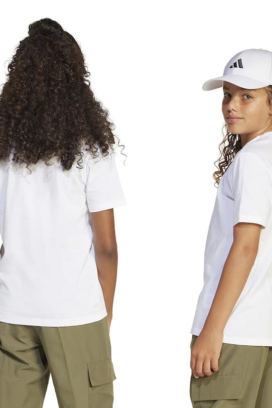 Παιδικό βαμβακερό μπλουζάκι adidas JC9774 λευκό