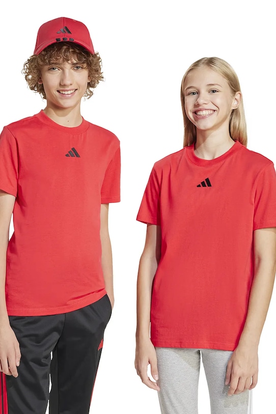 adidas t-shirt in cotone per bambini cotone rosso JE1372