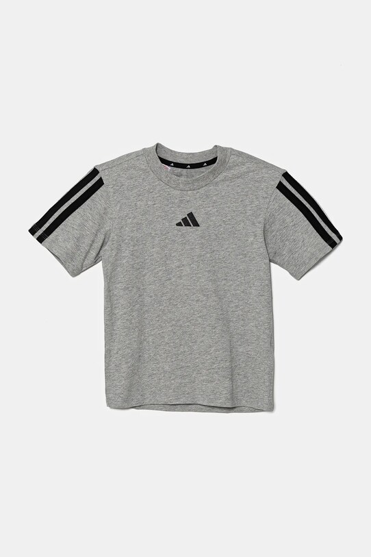 Παιδικό βαμβακερό μπλουζάκι adidas JD6486 γκρί SS25
